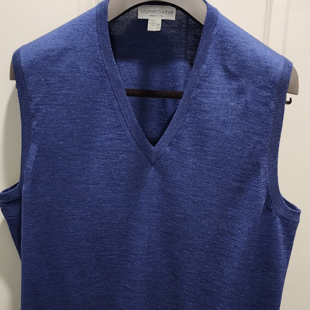 Bruno Cucinelli Wool/ Cashmere Sweater Vest in Colbalt Blue